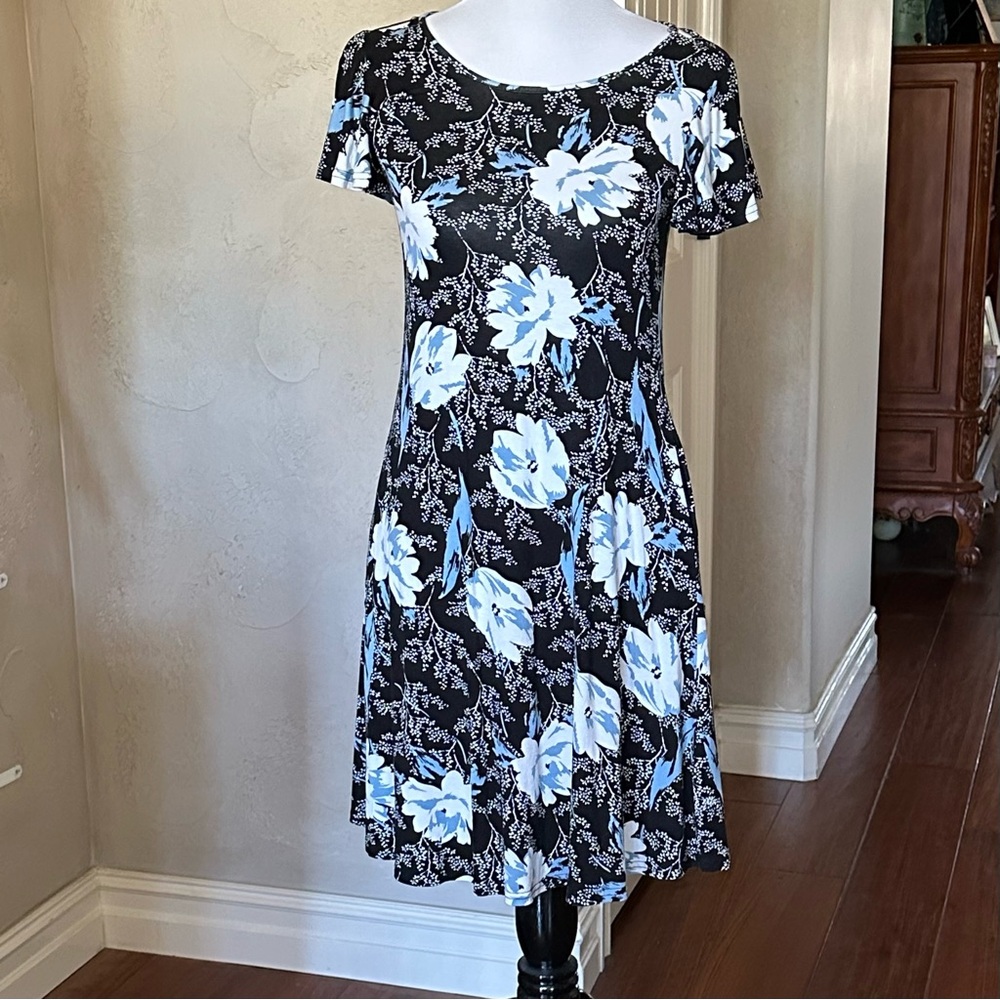 Floral Black and Blue Women's Dress